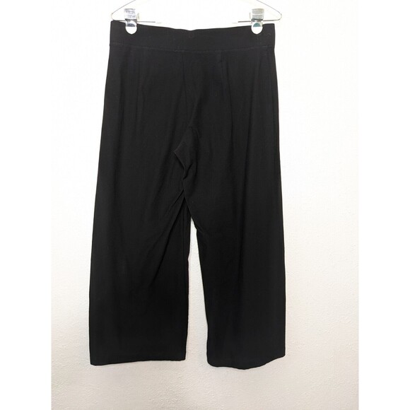 Eileen Fisher Black Work Straight Wide Leg Cropped Ponte Knit Pant Small Pull On - Picture 3 of 5